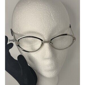 AMOR Vintage Eyeglasses 1960s French Silver Chrome Metal Frame 130mm